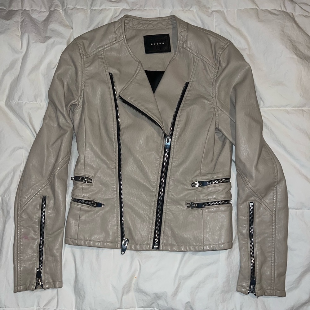 BlankNYC Leather Jacket - Cream -Small
